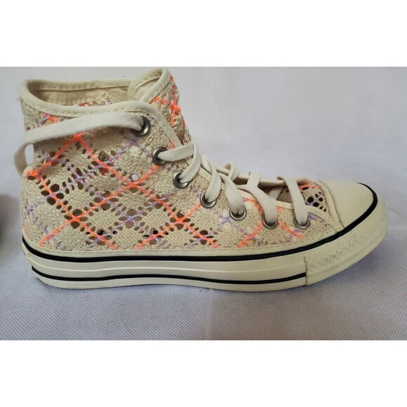 Converse Chuck Taylor Lace Up Hi Top Summer Boho Crochet Womens 7 Multi Color - Picture 7 of 8